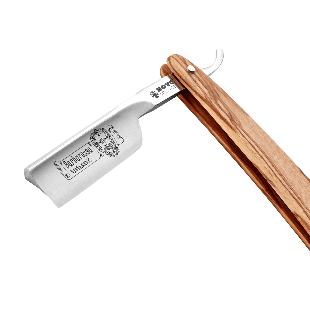 Dovo Short Blade Straight Razor, "Barbarossa" 5/8", Carbon Steel, Full Hollow Grind, Olive Wood Handle - Image 3