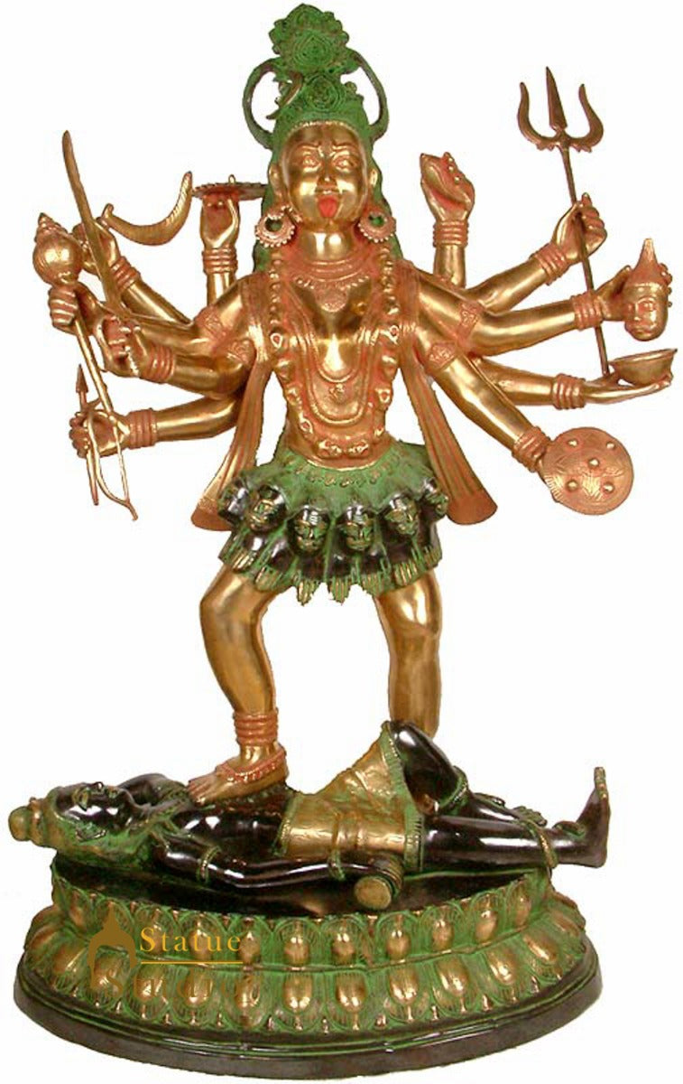 Large Size Indian Hindu Goddess Maa Kali Sculpture Antique Finish 44" - Image 2