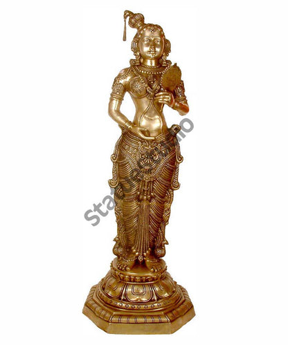 Large Size India Khajuraho Celestial Apsara With Mirror Fine Décor Showpiece 52" by vendor-unknown - Decor