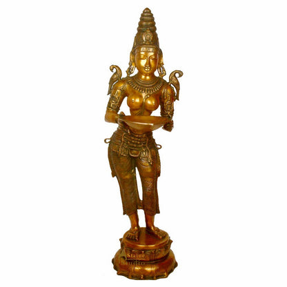 Large Size Indian Celestial Apsara Deeplakshmi Fine Diwali Décor Sculpture 45" by vendor-unknown - Decor (View 2)