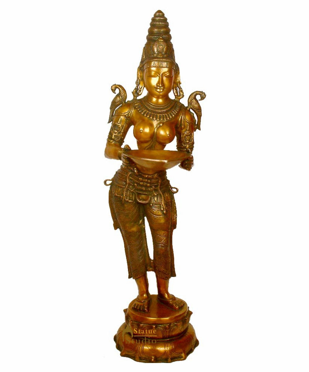 Large Size Indian Celestial Apsara Deeplakshmi Fine Diwali Décor Sculpture 45" - Eco-friendly - Sama Homes