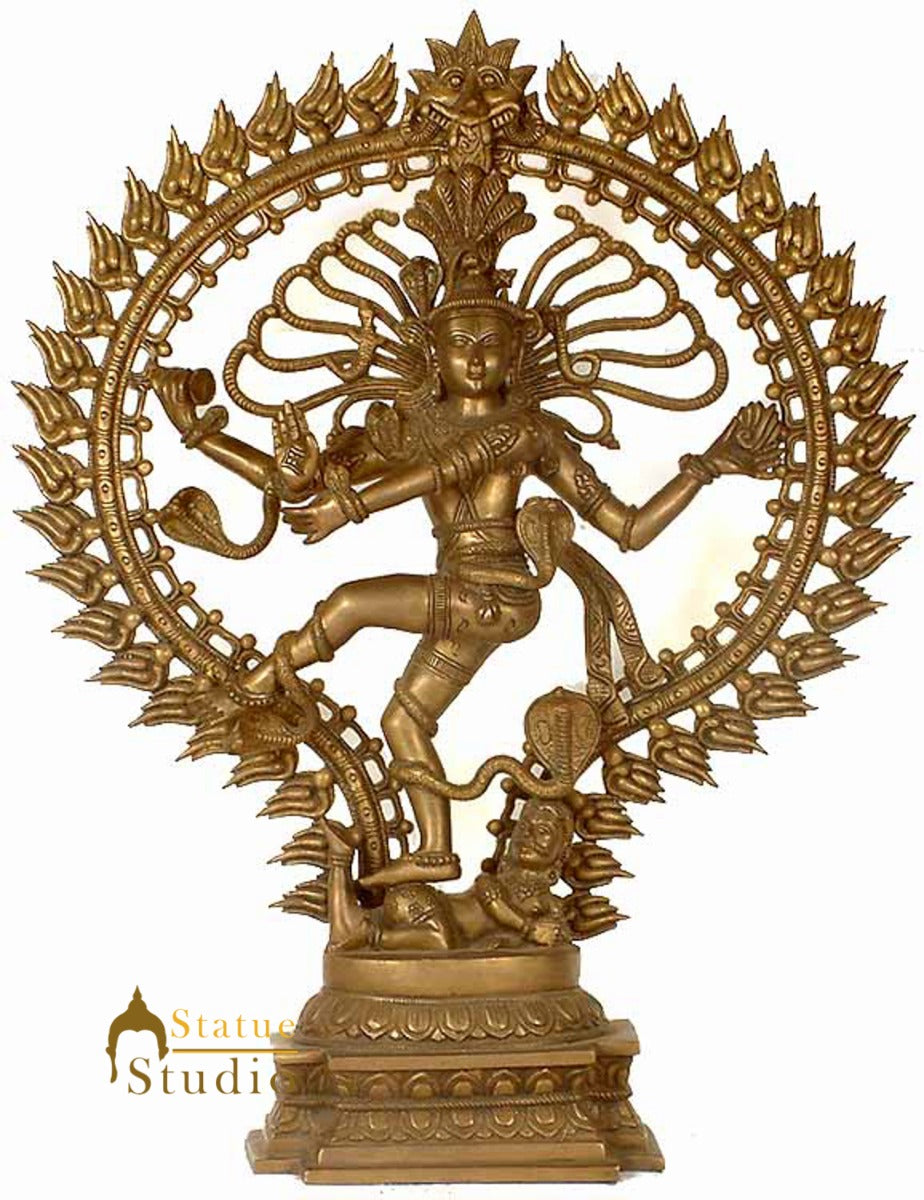 Antique Brass Hindu God Lord Natraja Dancing Shiva Home Office Décor 2 Feet - Image 2
