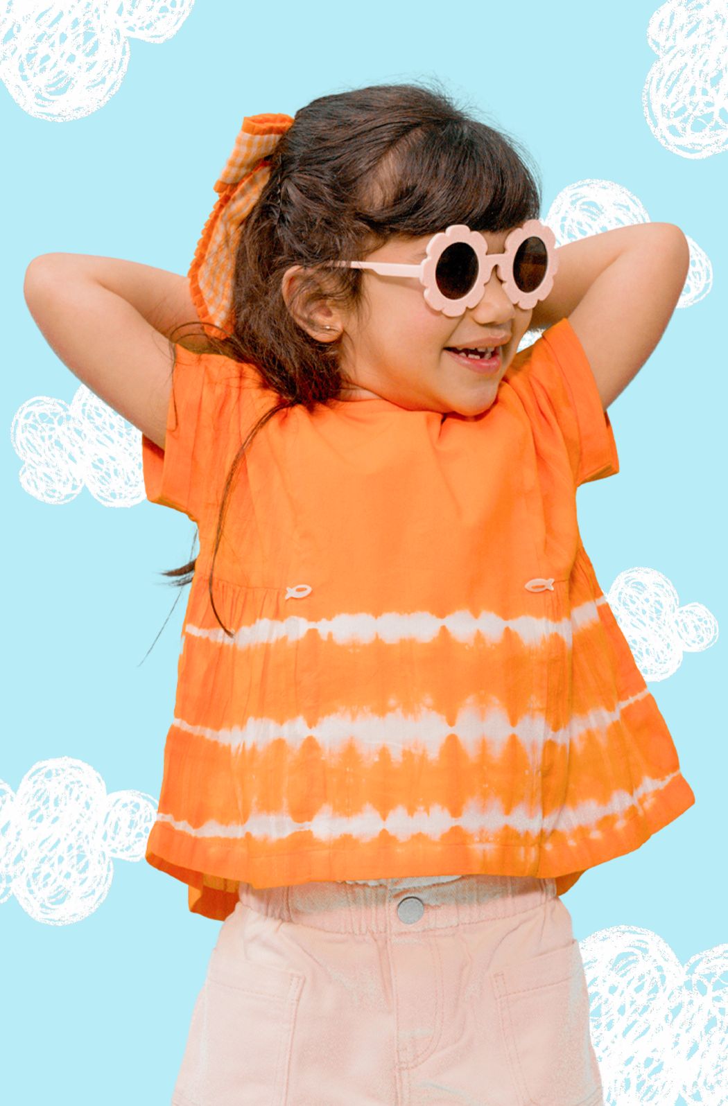 Breezy Lines Top - Orange - Eco-friendly - Sama Homes