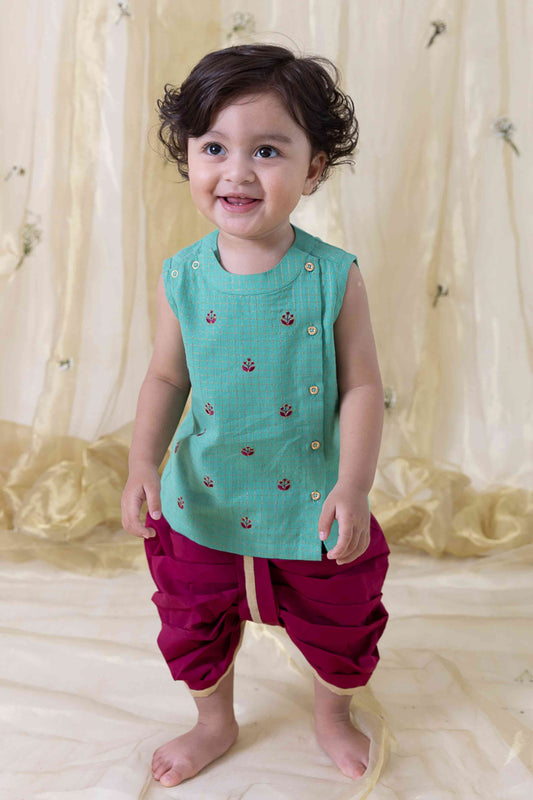 Imli ka Buta Dhoti Set - Green