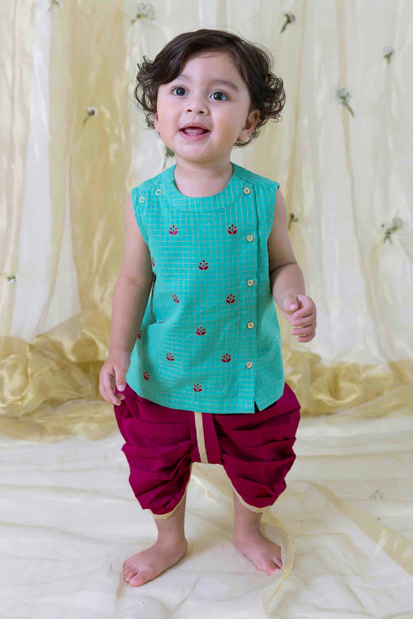 Imli ka Buta Dhoti Set - Green