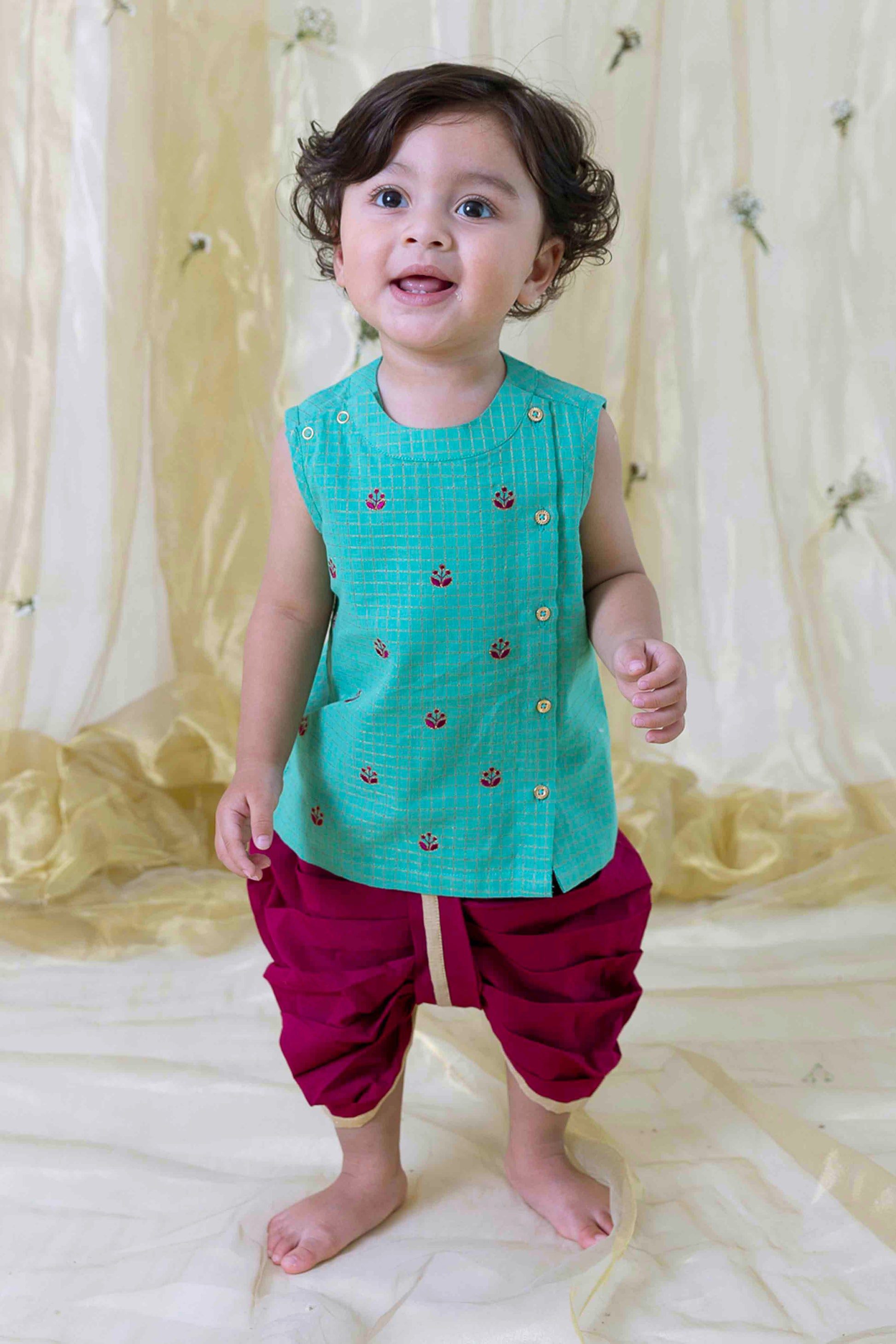 Imli ka Buta Dhoti Set - Green - Image 4