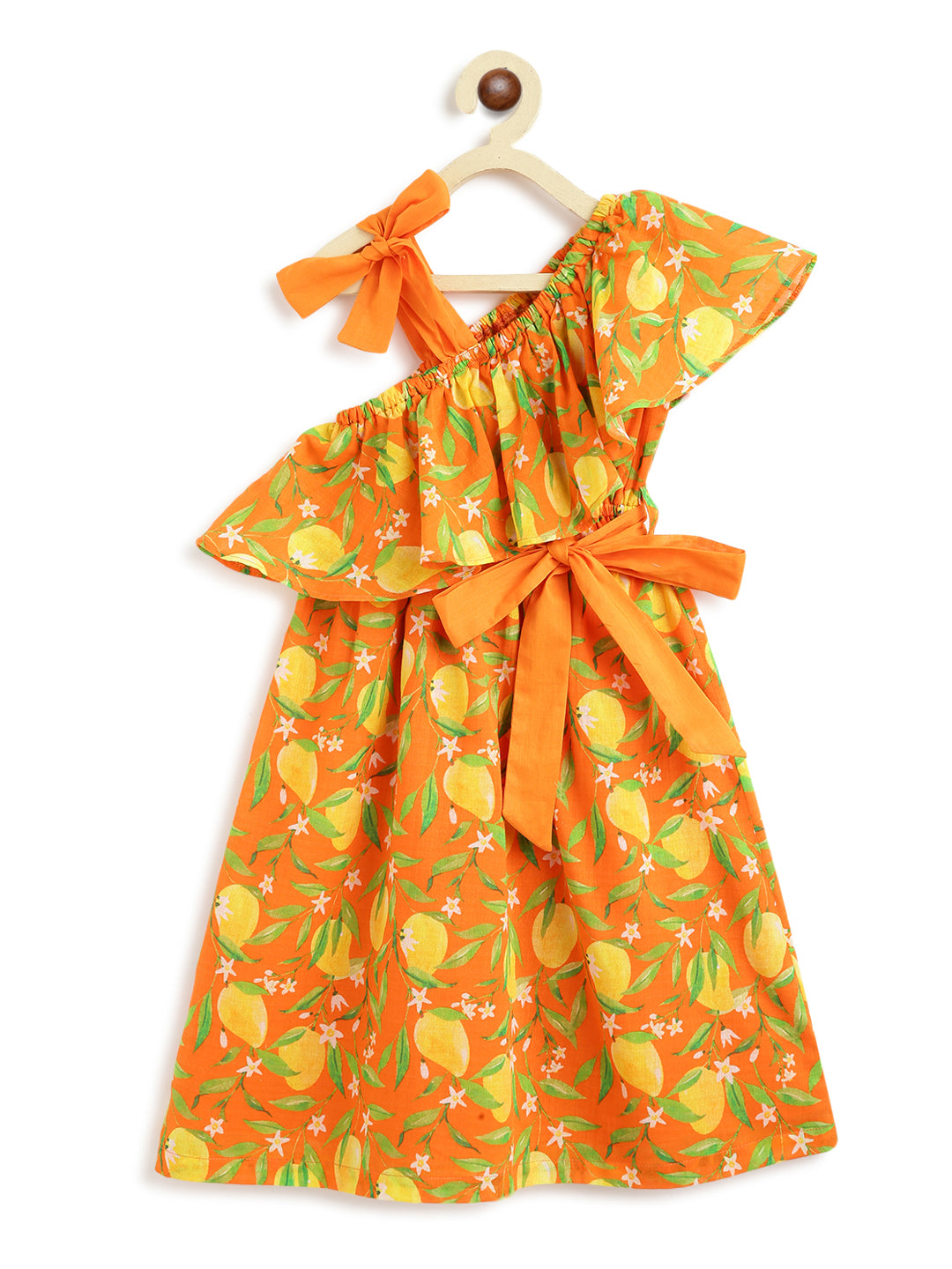 One Shoulder Mango Dress-Orange - Image 4