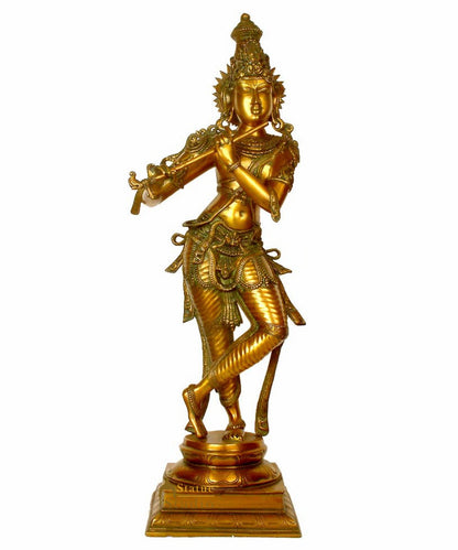 Indian Brass Handicraft Hindu God Murli Manohar Lord Krishna Masterpiece 3 Feet by vendor-unknown - Hindu Gods (View 2)