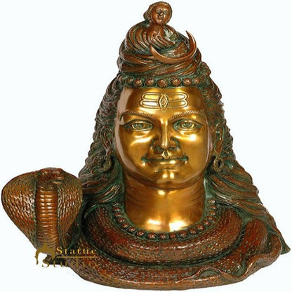 Brass Large Size Shiva Head with Crescent Moon and River Ganga 27 Inch by vendor-unknown - Hindu Gods (View 3)