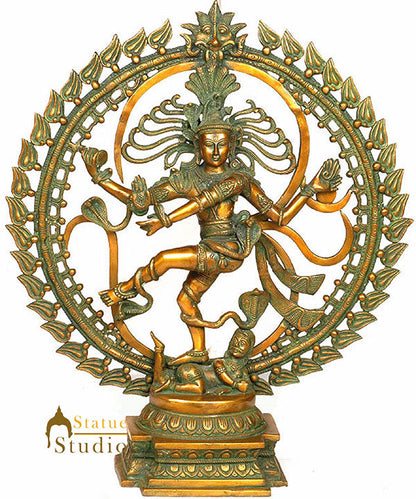 Large Size Brass Hindu Dancing God Lord Natraja With Sacred Om Symbol 2 Feet by vendor-unknown - Hindu Gods