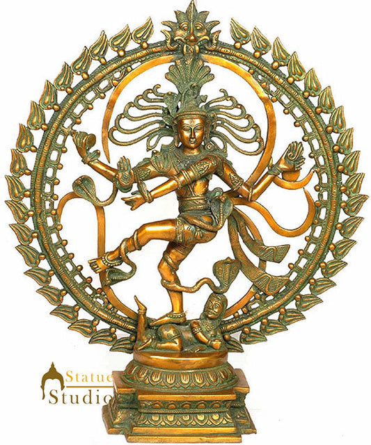 Large Size Brass Hindu Dancing God Lord Natraja With Sacred Om Symbol 2 Feet