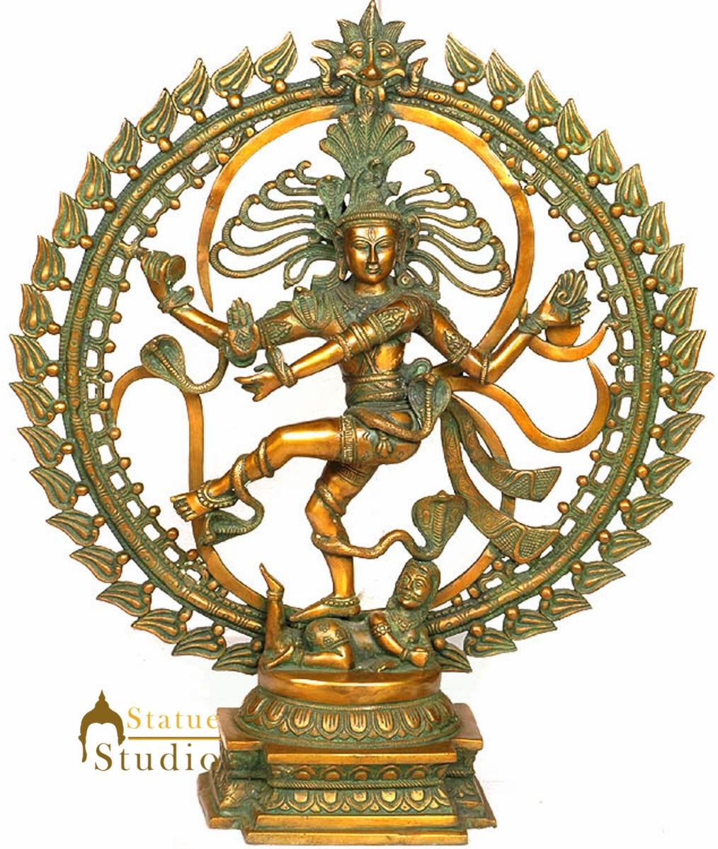 Large Size Brass Hindu Dancing God Lord Natraja With Sacred Om Symbol 2 Feet - Image 2