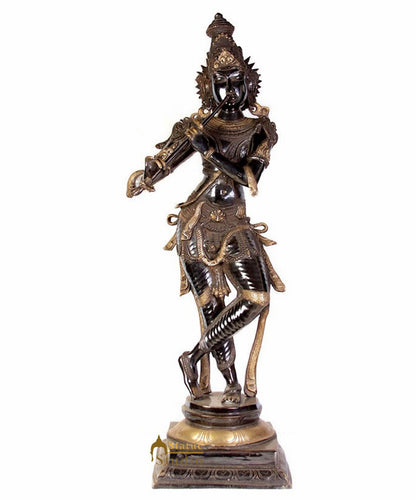 Large Size Antique Black Tribhangi Hindu God Lord Krishna Thakur Ji 34" by vendor-unknown - Hindu Gods (View 2)