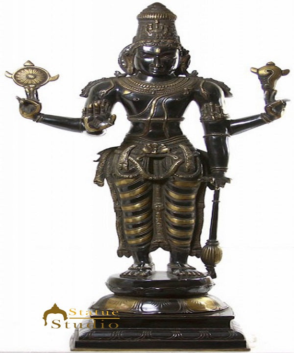 Large Size Black Antique Cosmic Hindu God Lord Shri Vishnu Narayana 38" - Image 2