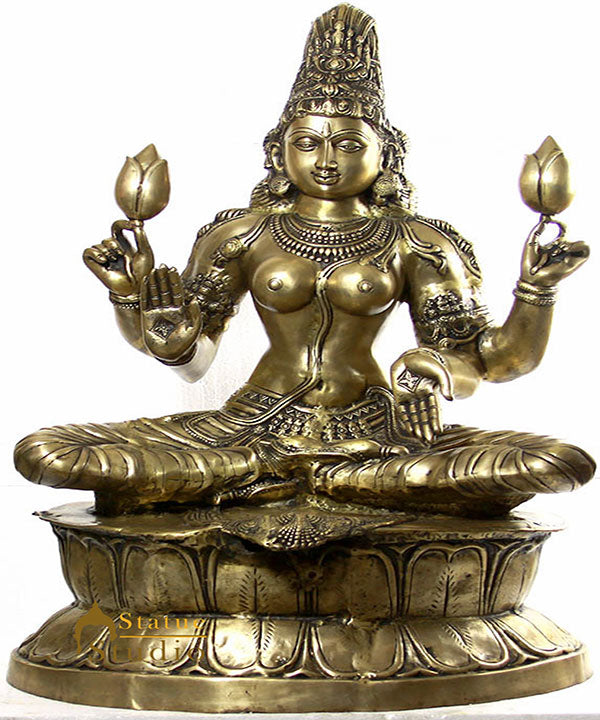 Large Size Bronze Antique Cosmic Hindu Goddess Maa Laxmi Murti 34" - Eco-friendly - Sama Homes