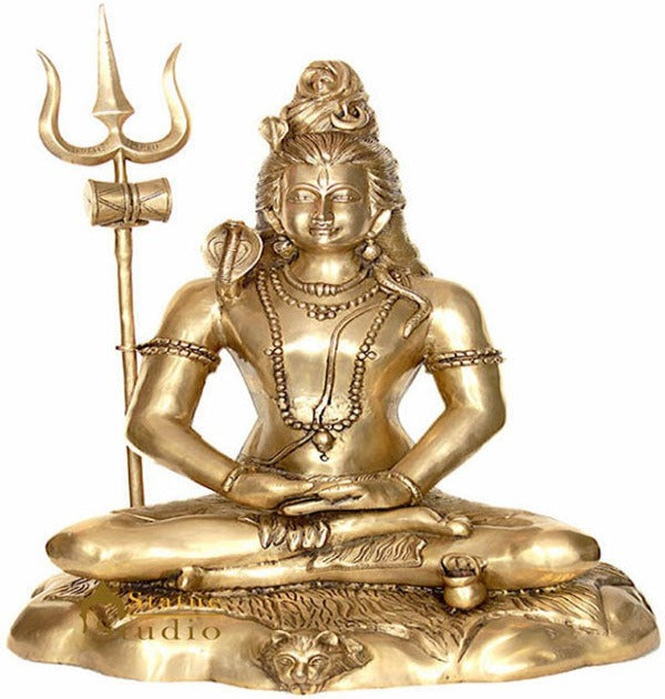 Brass Large Size Lord Mahayogi Shiva Statue in Pranayama 28 Inch - Image 3