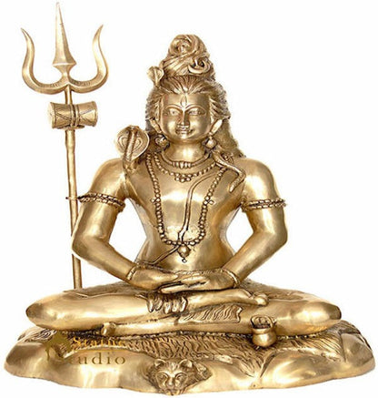 Brass Large Size Lord Mahayogi Shiva Statue in Pranayama 28 Inch by vendor-unknown - Hindu Gods (View 3)