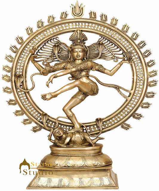 Large Size Cosmic Hindu Dancing Lord Natraja Vintage Indoor Décor 3.5 Feet