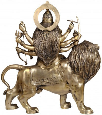 Bronze Antique Large Size Indian Goddess Durga Maa Sculpture 28" - Image 3