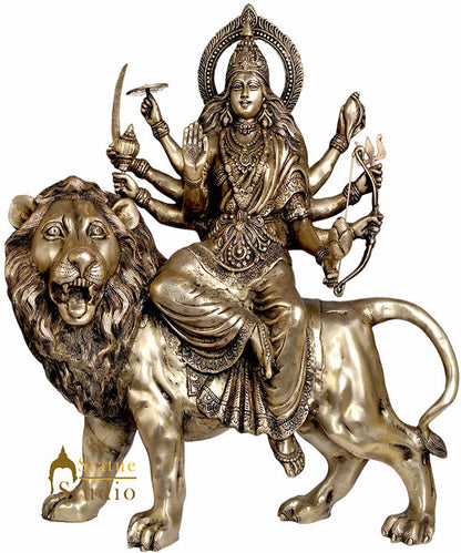Bronze Antique Large Size Indian Goddess Durga Maa Sculpture 28" by vendor-unknown - Hindu Gods (View 2)