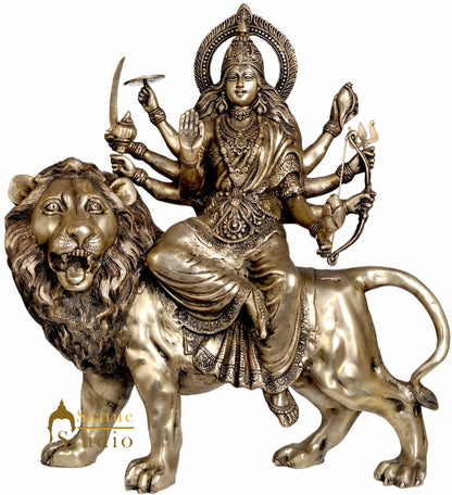 Bronze Antique Large Size Indian Goddess Durga Maa Sculpture 28" by vendor-unknown - Hindu Gods