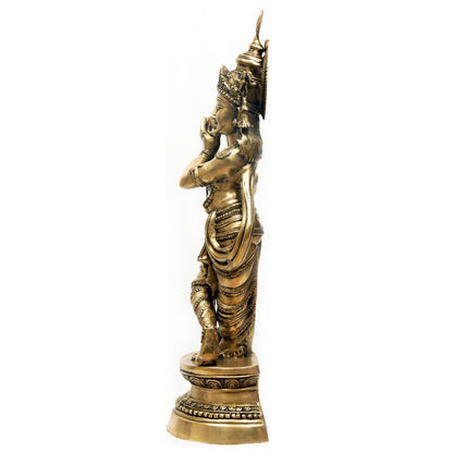 Brass Indian Hindu God Pure Divine Lord Tribhangi Krishna Fluting Statue 3 Feet by vendor-unknown - Hindu Gods (View 11)