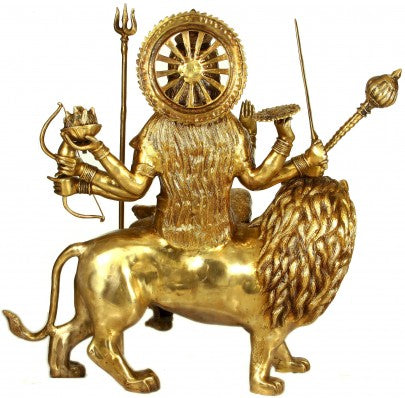 Large Size Indian Hindu Goddess Eight Armed Durga Maa Fine Statue 3 Feet