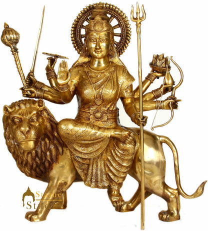 Large Size Indian Hindu Goddess Eight Armed Durga Maa Fine Statue 3 Feet by vendor-unknown - Hindu Gods