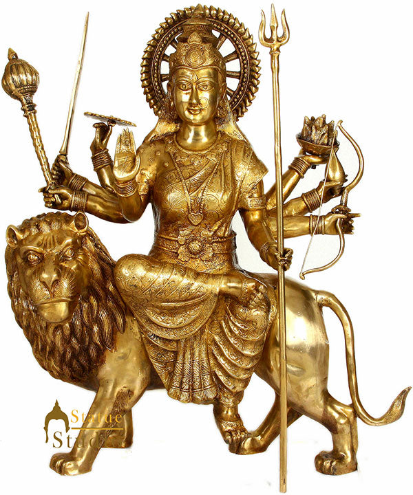 Large Size Indian Hindu Goddess Eight Armed Durga Maa Fine Statue 3 Feet - Image 2