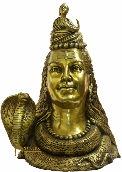 Brass Large Size Hindu Lord Shankar Ji Shiva Bust With Maa Ganga 27" by vendor-unknown - Hindu Gods (View 4)