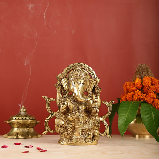 Sama Homes-11 5 inch brass ganesha idol exquisite hindu deity statue