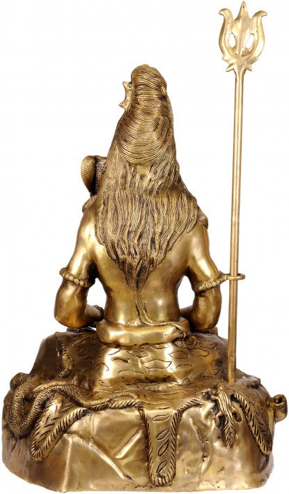 Brass Large Size Indian Cosmic Mahadev Sitting Shiva The Destroyer 31" by vendor-unknown - Hindu Gods (View 5)
