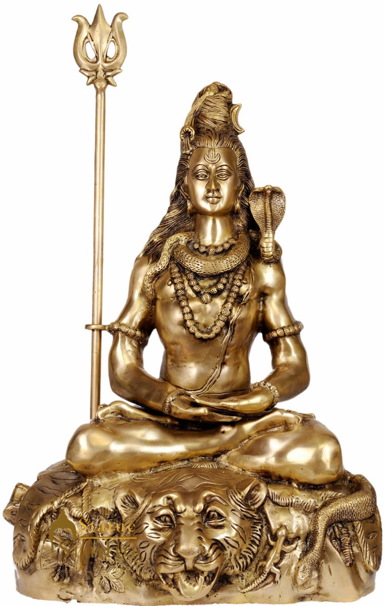 Brass Large Size Indian Cosmic Mahadev Sitting Shiva The Destroyer 31"