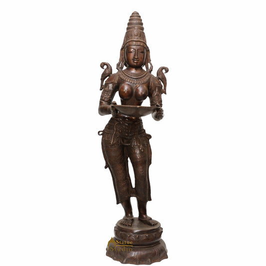 Bronze Antique Indian Celestial Apsara Deeplakshmi Diwali Décor 45"