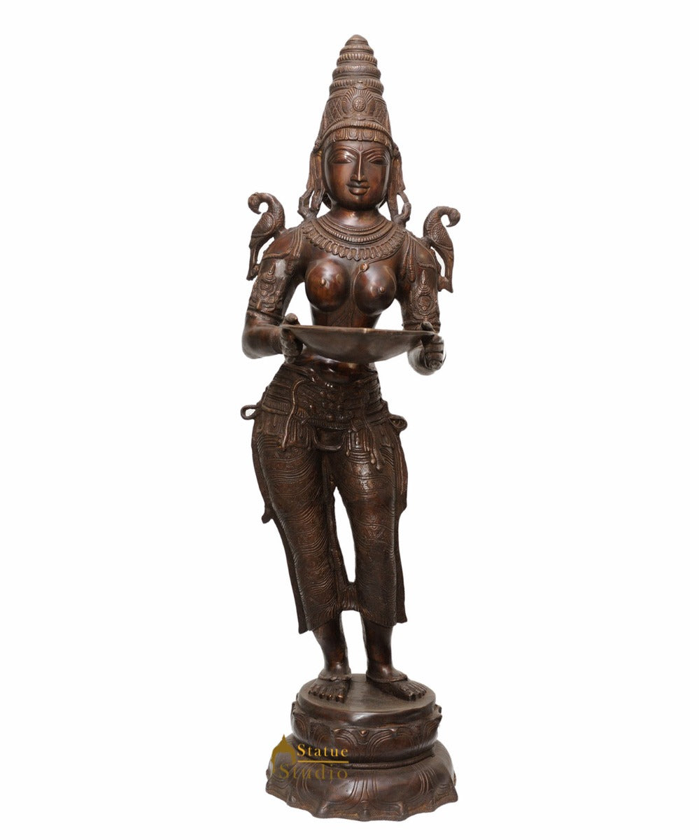 Bronze Antique Indian Celestial Apsara Deeplakshmi Diwali Décor 45" - Image 2
