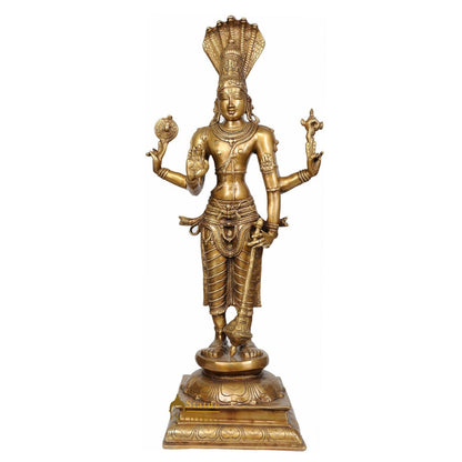Large size Indian Hindu God Divine Lord Chaturbhuja Standing Vishnu Ji Murti 32" by vendor-unknown - Hindu Gods