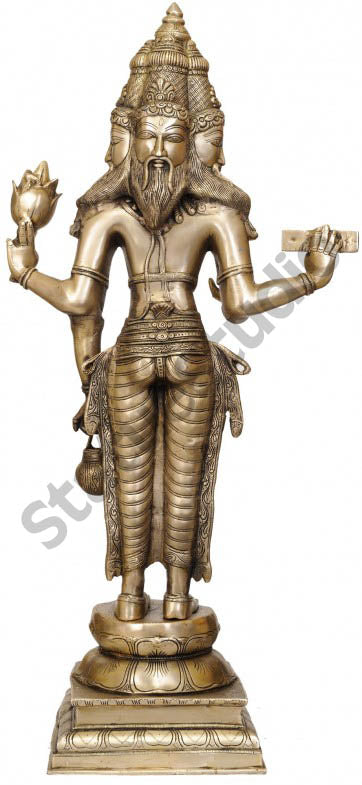 Large Size Indian Hindu God Creator Of Universe Lord Brahma Ji Idol 39" by vendor-unknown - Hindu Gods (View 3)