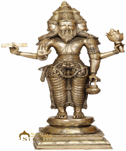 Large Size Indian Hindu God Creator Of Universe Lord Brahma Ji Idol 39" by vendor-unknown - Hindu Gods