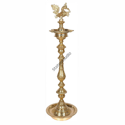 Large Size South Indian Brass Mayur Lamp Diwali Home Décor Gifting 39" by vendor-unknown - Spiritual