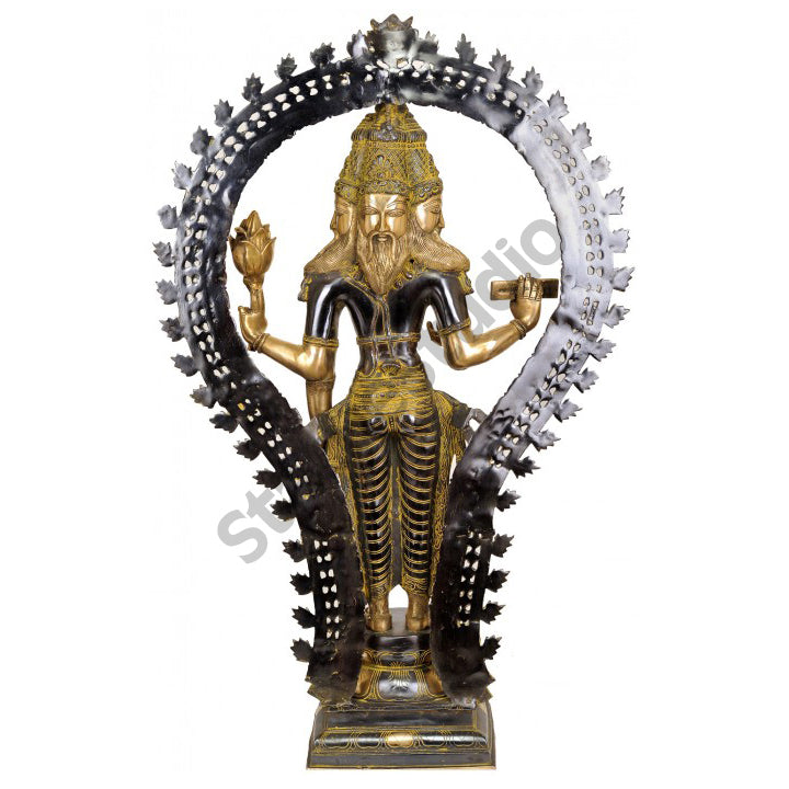 Large Size Indian Hindu God Creator Of Universe Lord Brahma Ji Trinity Idol 42" - Image 3