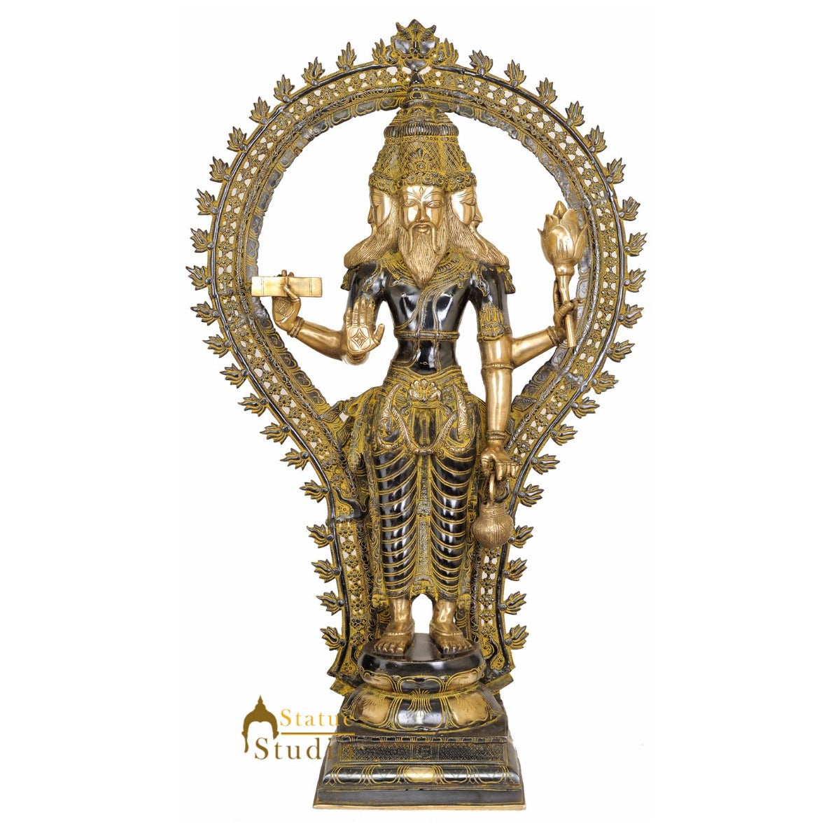 Large Size Indian Hindu God Creator Of Universe Lord Brahma Ji Trinity Idol 42"