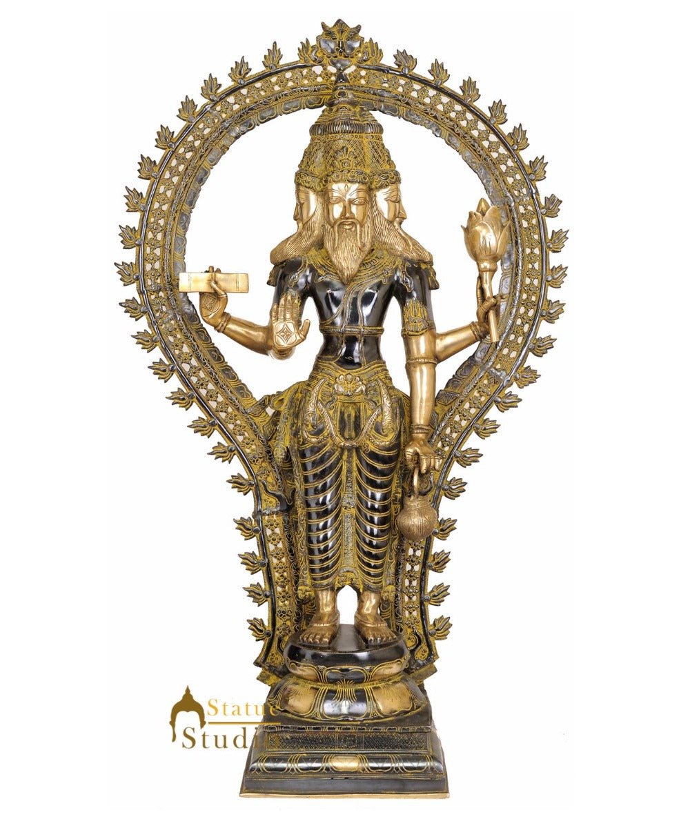 Large Size Indian Hindu God Creator Of Universe Lord Brahma Ji Trinity Idol 42"