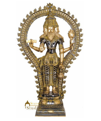 Large Size Indian Hindu God Creator Of Universe Lord Brahma Ji Trinity Idol 42" by vendor-unknown - Hindu Gods