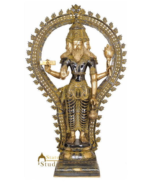 Large Size Indian Hindu God Creator Of Universe Lord Brahma Ji Trinity Idol 42"