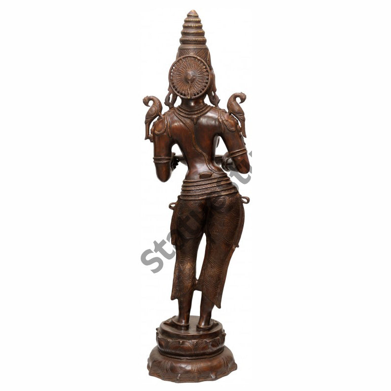 Bronze Antique Indian Celestial Apsara Deeplakshmi Diwali Home Décor 46" - Image 3
