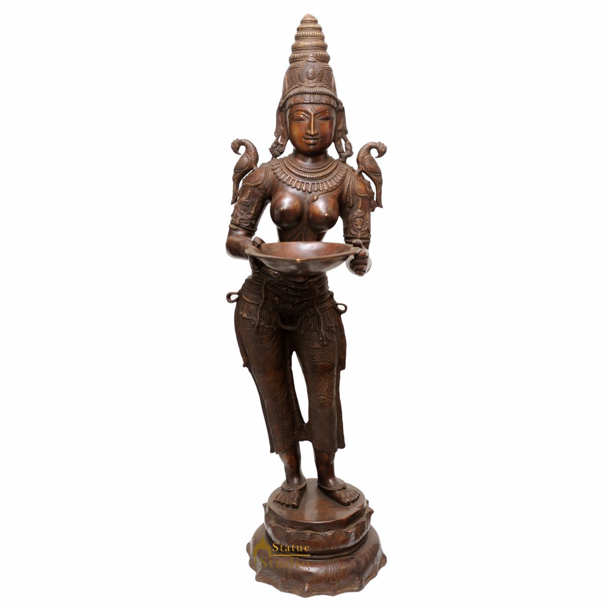 Bronze Antique Indian Celestial Apsara Deeplakshmi Diwali Home Décor 46" - Eco-friendly - Sama Homes