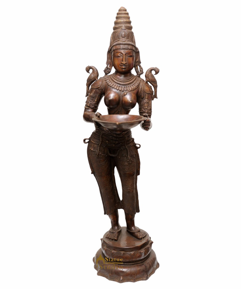 Bronze Antique Indian Celestial Apsara Deeplakshmi Diwali Home Décor 46"