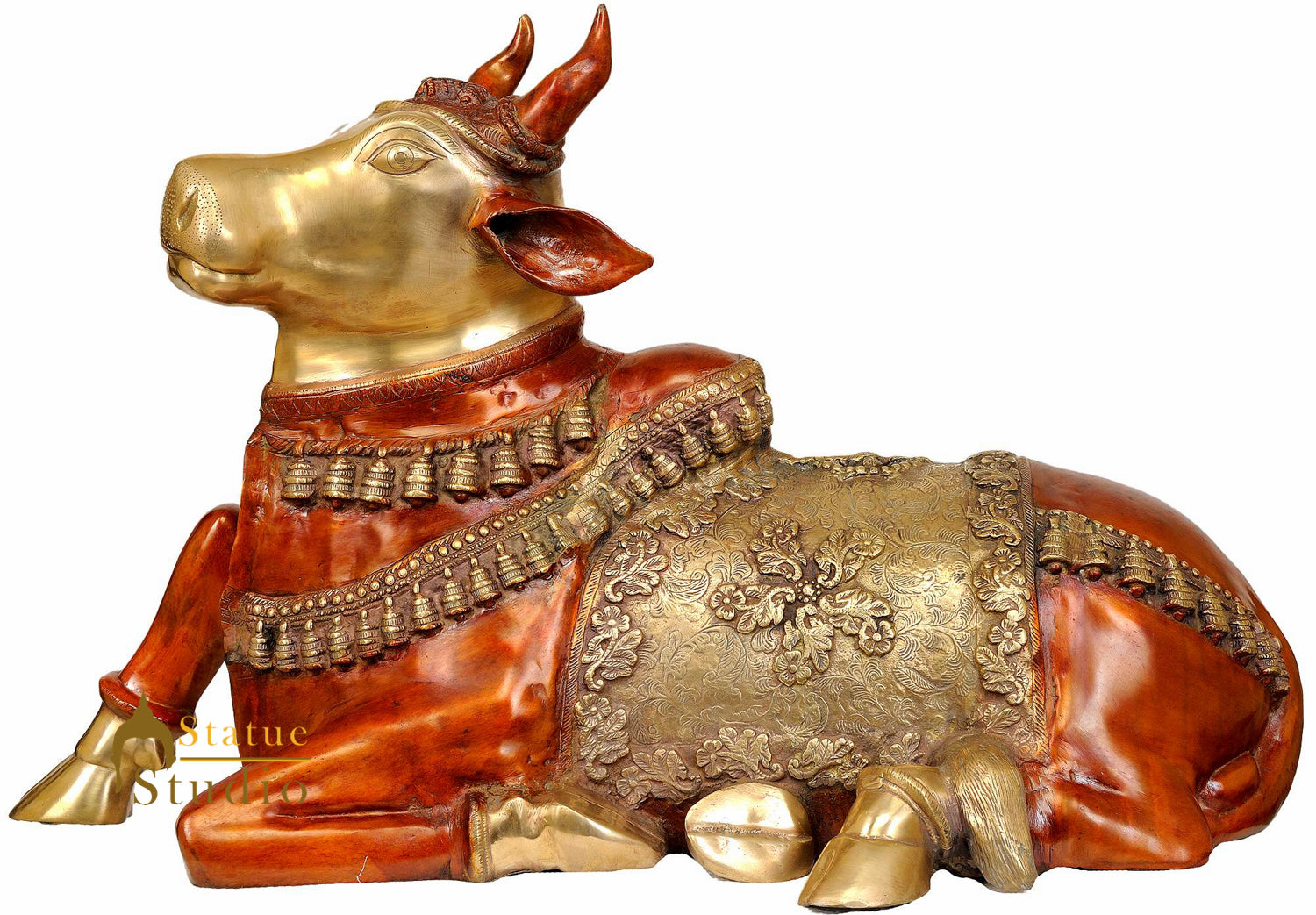 Large Size Brass Indian Holy Sacred Cow Nandi For Religious Décor 22" - Image 2
