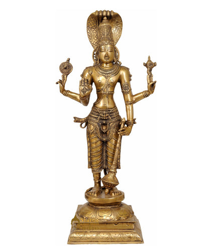 Large Size Hindu Trinity God Lord Chaturbhuj Vishnu Ji Spiritual Décor 2.5 Feet by vendor-unknown - Hindu Gods (View 2)