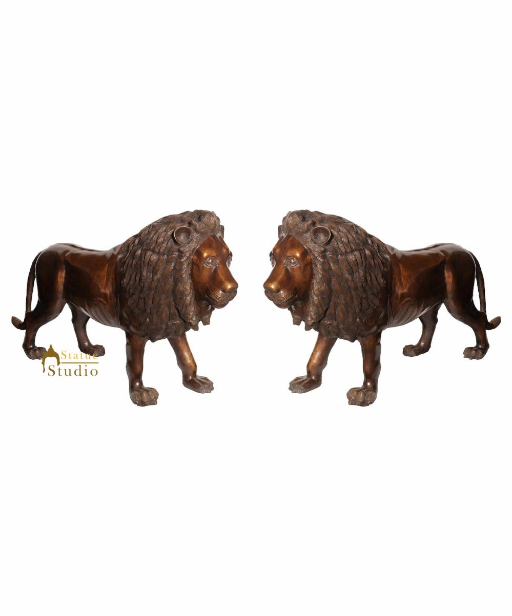 Large Size Lion Pair Animal Statues For Home Garden Indoor Outdoor Décor 4 Feet - Eco-friendly - Sama Homes